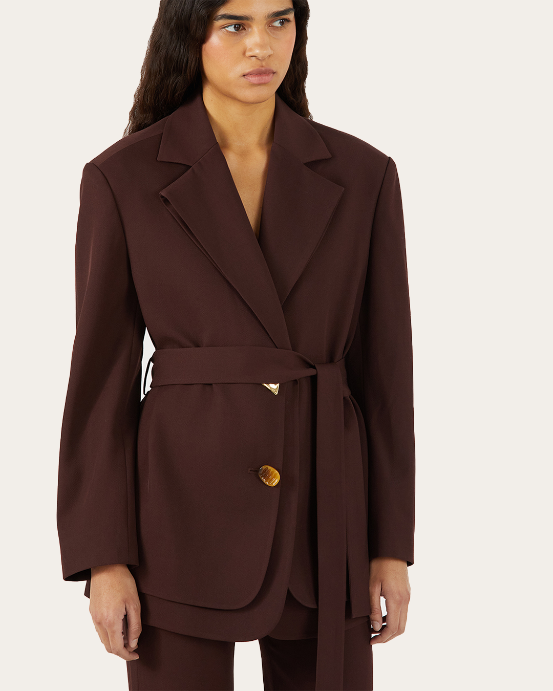 Simone Jacket Wool Blend Twill Burgundy REJINA PYO