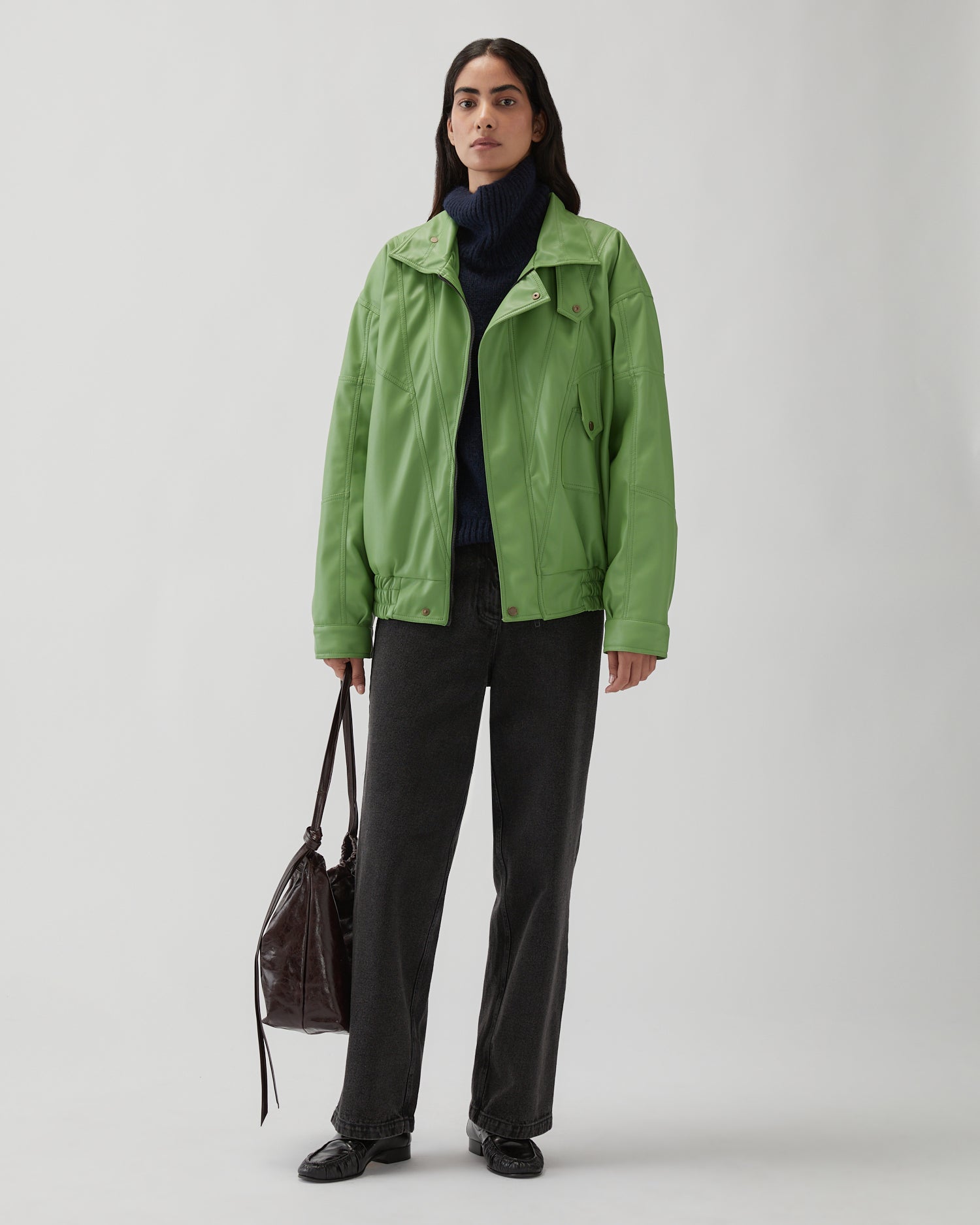 〓REJINA PYO〓 GREEN-BEIGE NYLON混JACKET Madison Jacket Faux Leather Green – REJINA PYO