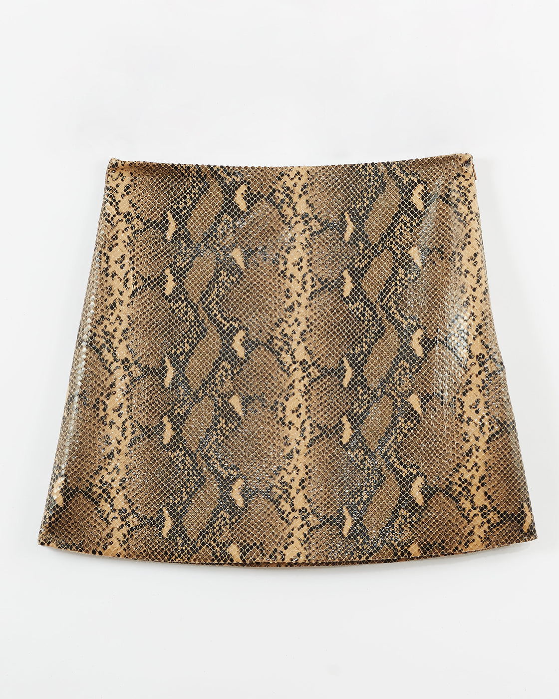 Elodie Skirt Faux Leather Snake Effect Beige