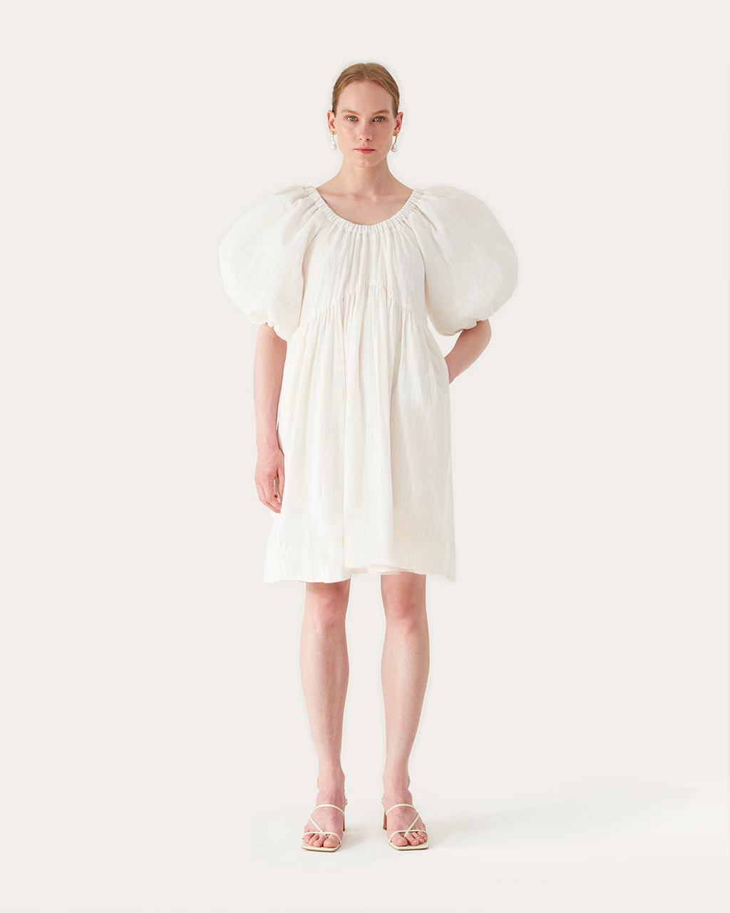 Terry Dress Cotton Blend Jacquard Off White