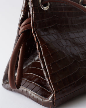 Rita Bucket Leather Embossed Brown