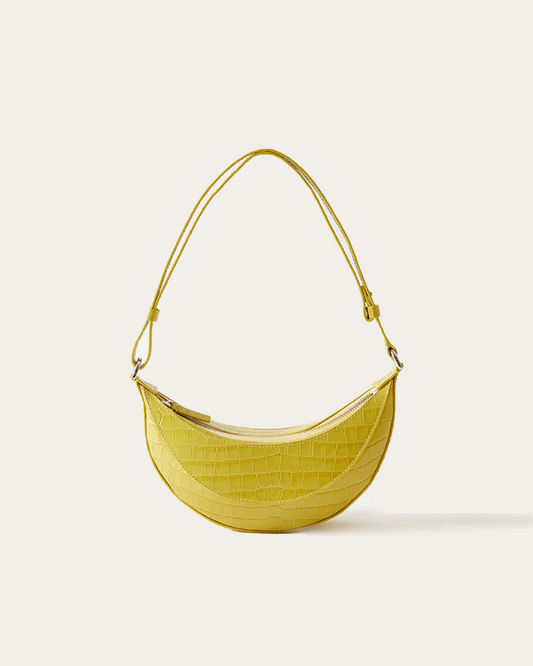 Petite Banana Bag Leather Emboss Croc Yellow REJINA PYO