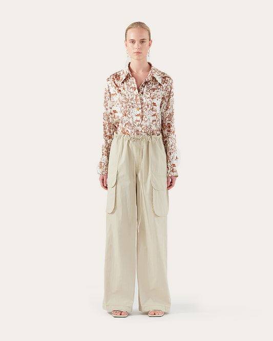 Vietta Trousers Cotton Blend Twill Sand