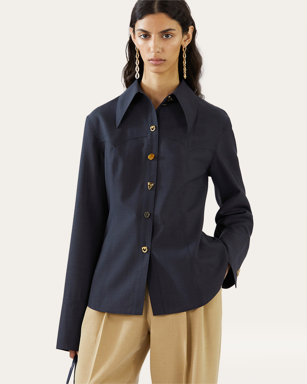 Camille Shirt Wool Blend Suiting Slate