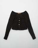 Effi Top Cotton Striped Jacquard Black