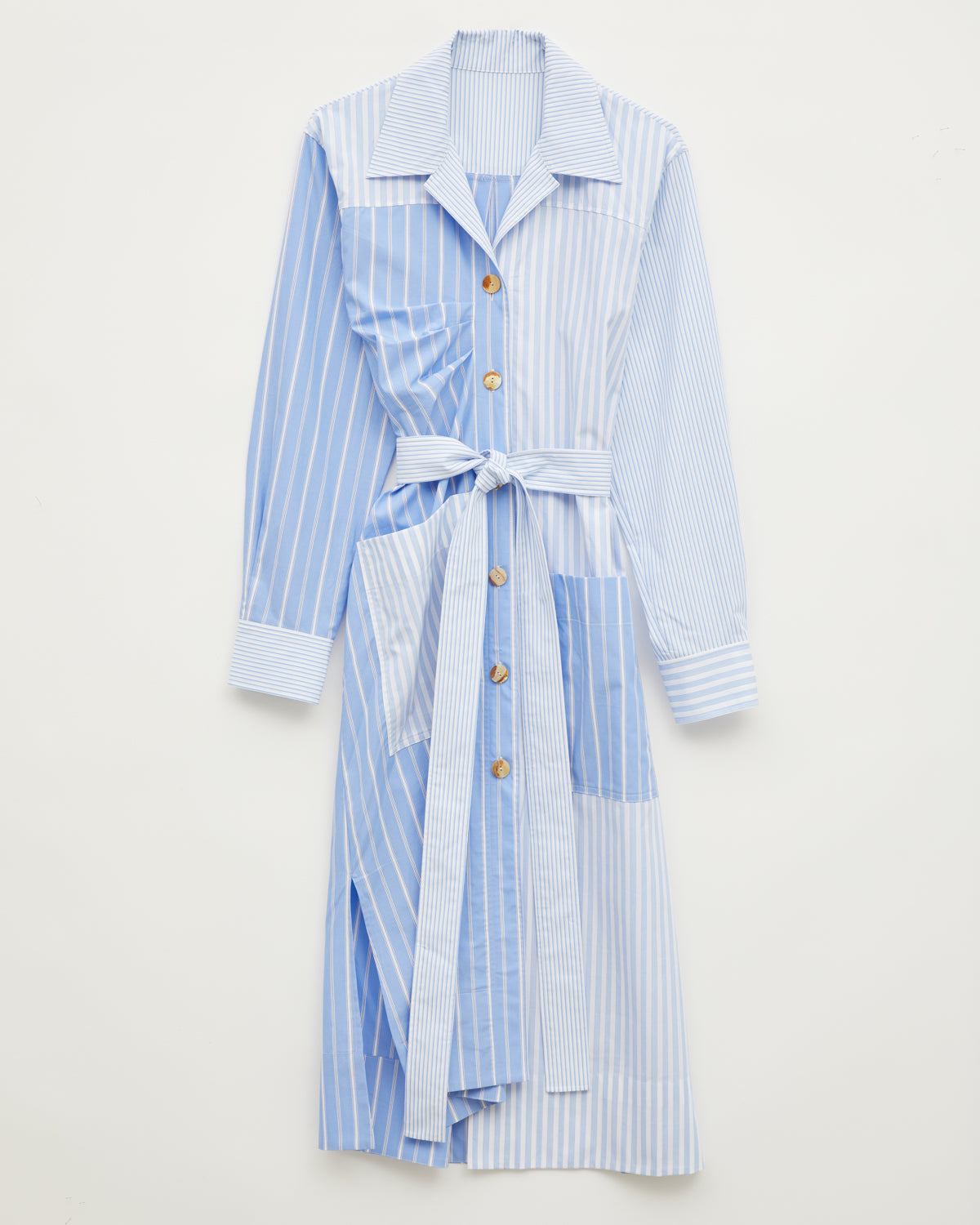 Yana Dress Cotton Pinstripe Blue