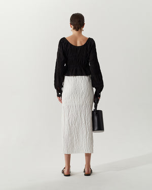 Effi Top Cotton Striped Jacquard Black