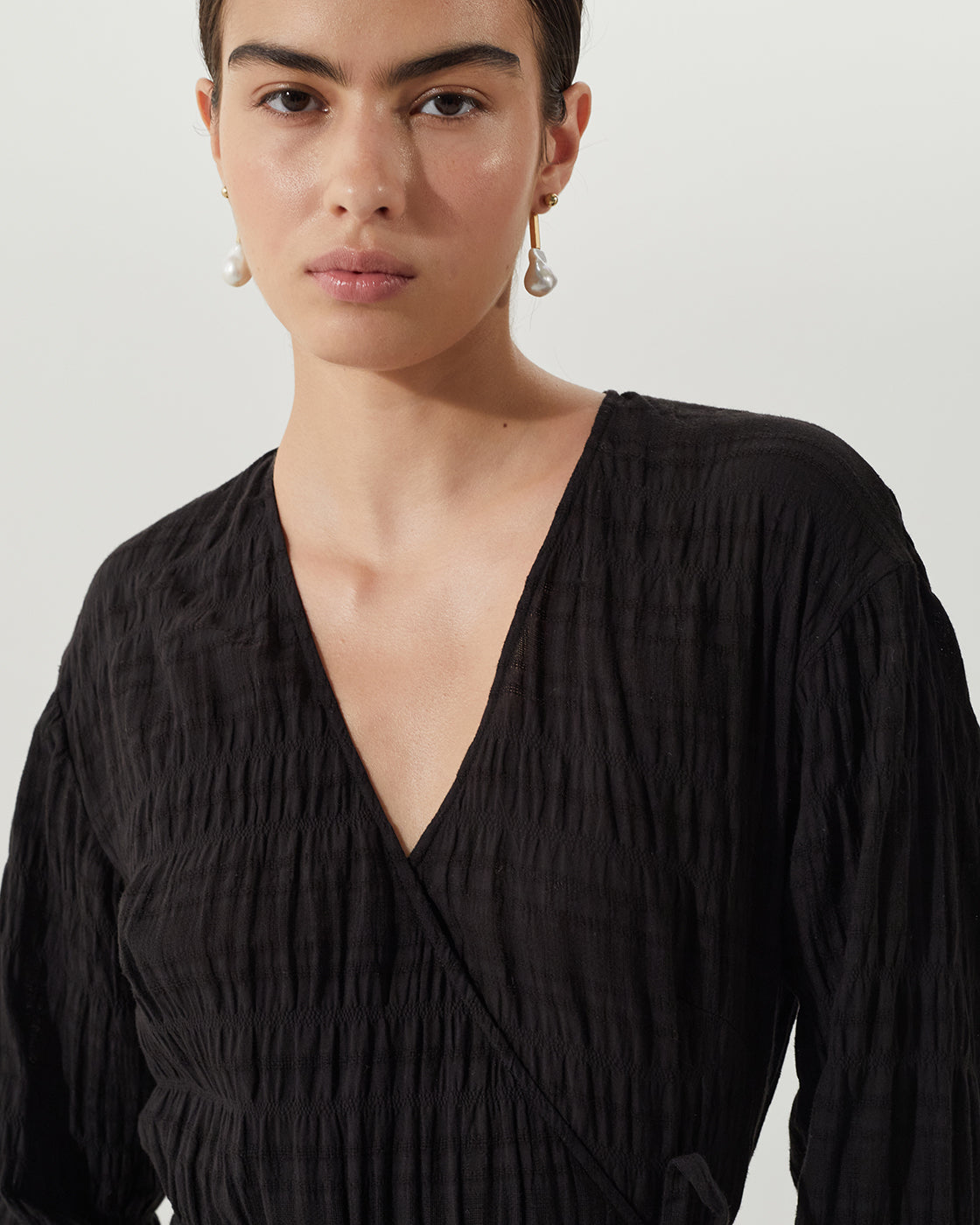 Irena Dress Cotton Striped Jacquard Black