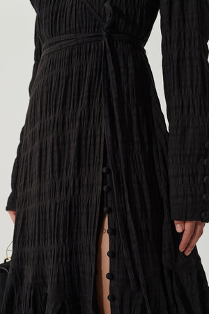 Irena Dress Cotton Striped Jacquard Black