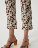 Nancy Trousers Cotton Blend Floral Lace Brown