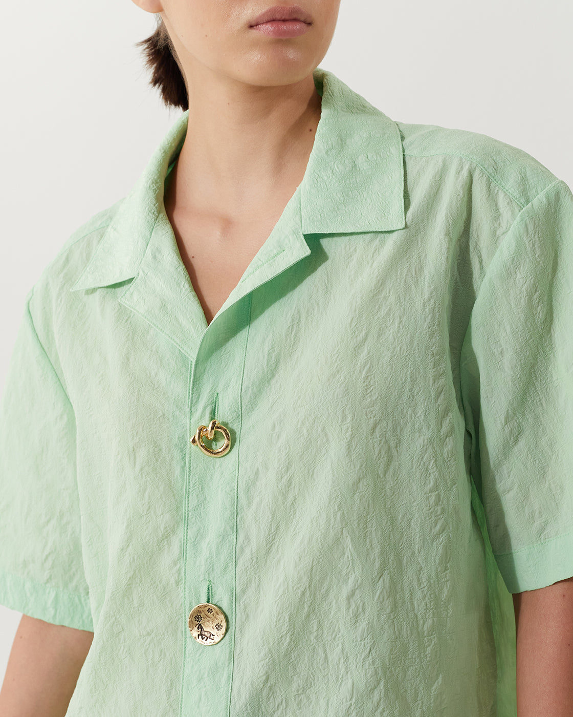 Marty Shirt Textured Viscose Apple Green