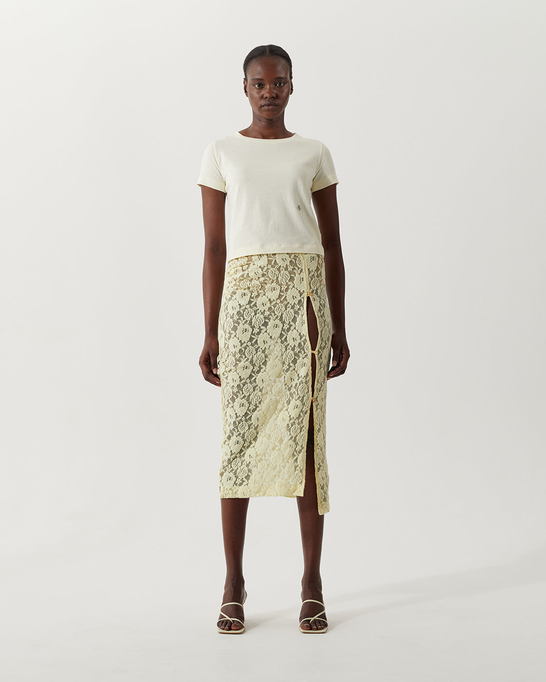 Mirren Skirt Cotton Blend Floral Lace Yellow