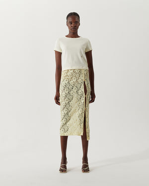 Mirren Skirt Cotton Blend Floral Lace Yellow