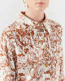 Kora Shirt Silk Satin Printed Brown