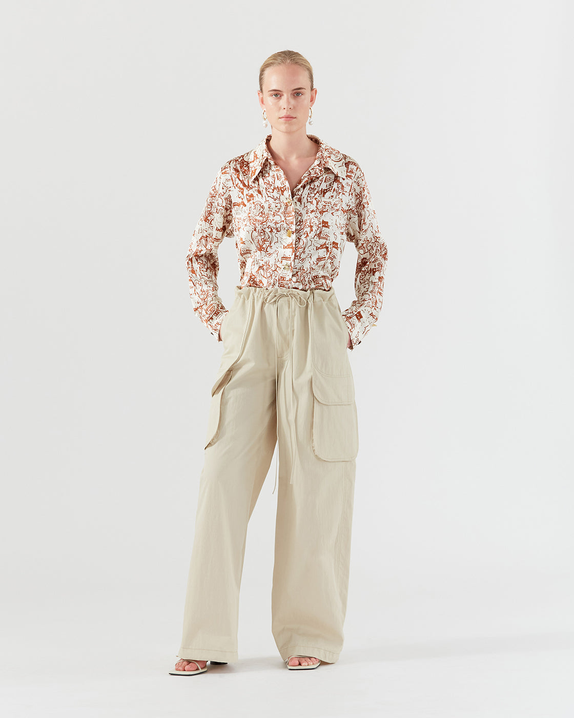 Vietta Trousers Cotton Blend Twill Sand