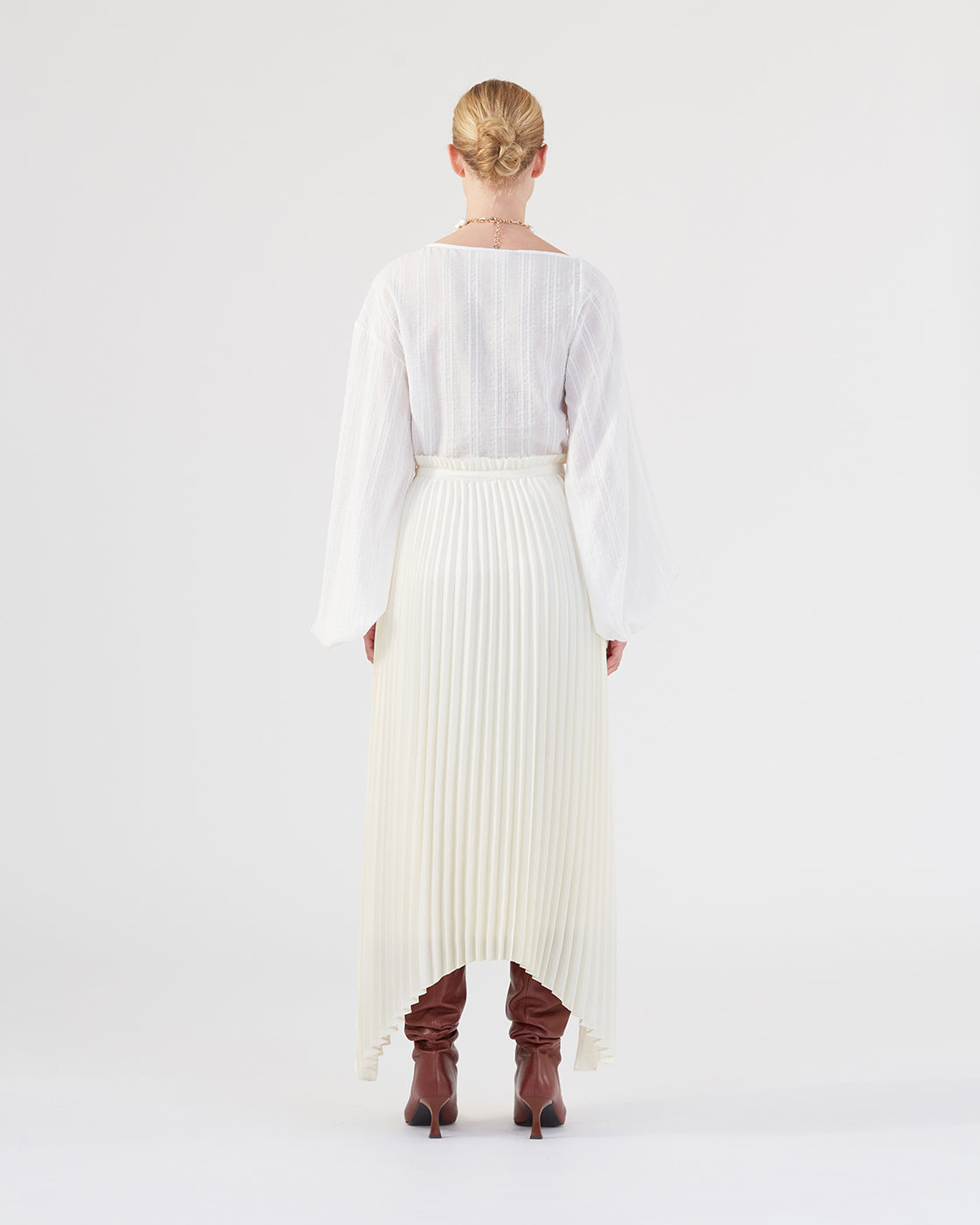 Dilan Skirt Pleated Satin Off-White