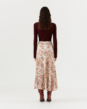 Ria Skirt Silk Satin Printed Brown