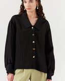 Akari Shirt Viscose Blend Crinkle Black