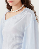 Birdie Top Viscose Blend Crinkle Blue