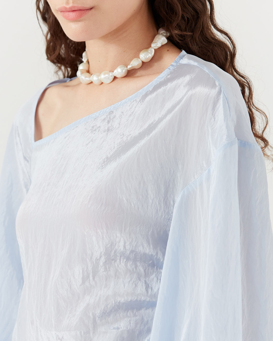 Birdie Top Viscose Blend Crinkle Blue