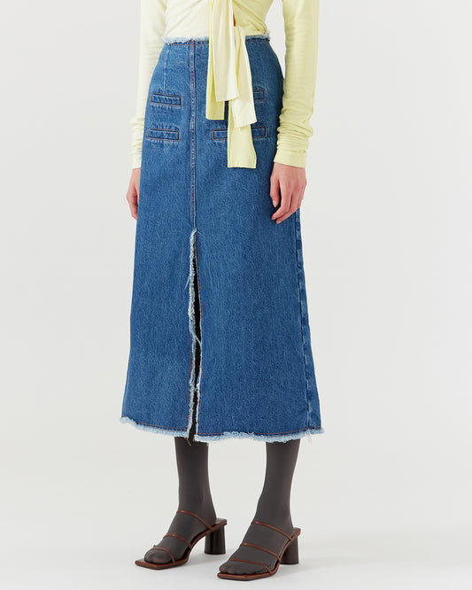 Narin Skirt Organic Cotton Denim Blue