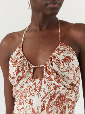 Mei Top Chiffon Printed Brown