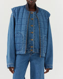 Wells Bomber Jacket Organic Cotton Denim Blue
