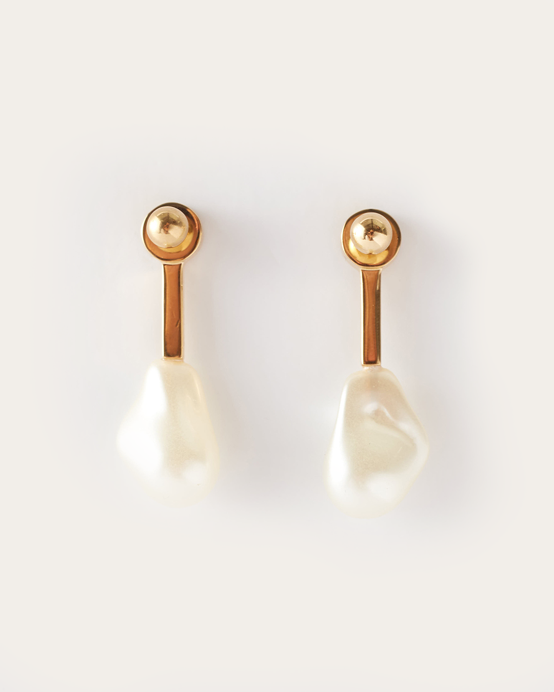 Reverse Droplet Earrings Glass Pearl Gold