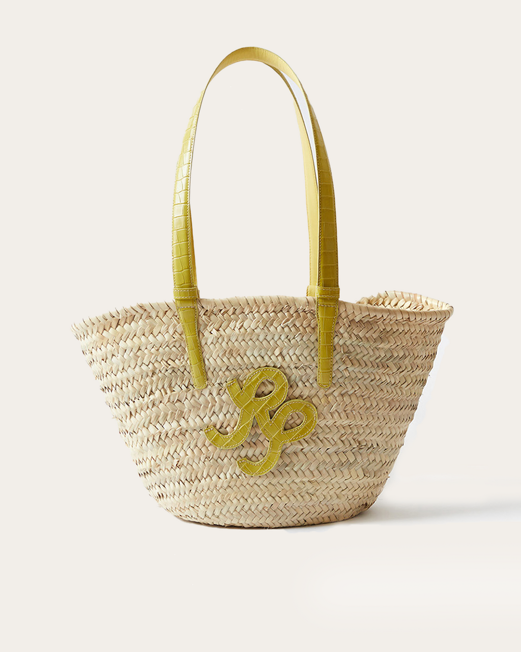 Basket Tote Leather Emboss Croc Yellow