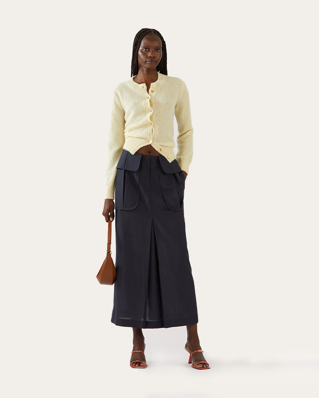 Lila Skirt Wool Blend Suiting Slate