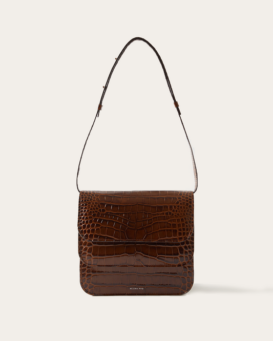 Ana Bag Leather Emboss Croc Brown