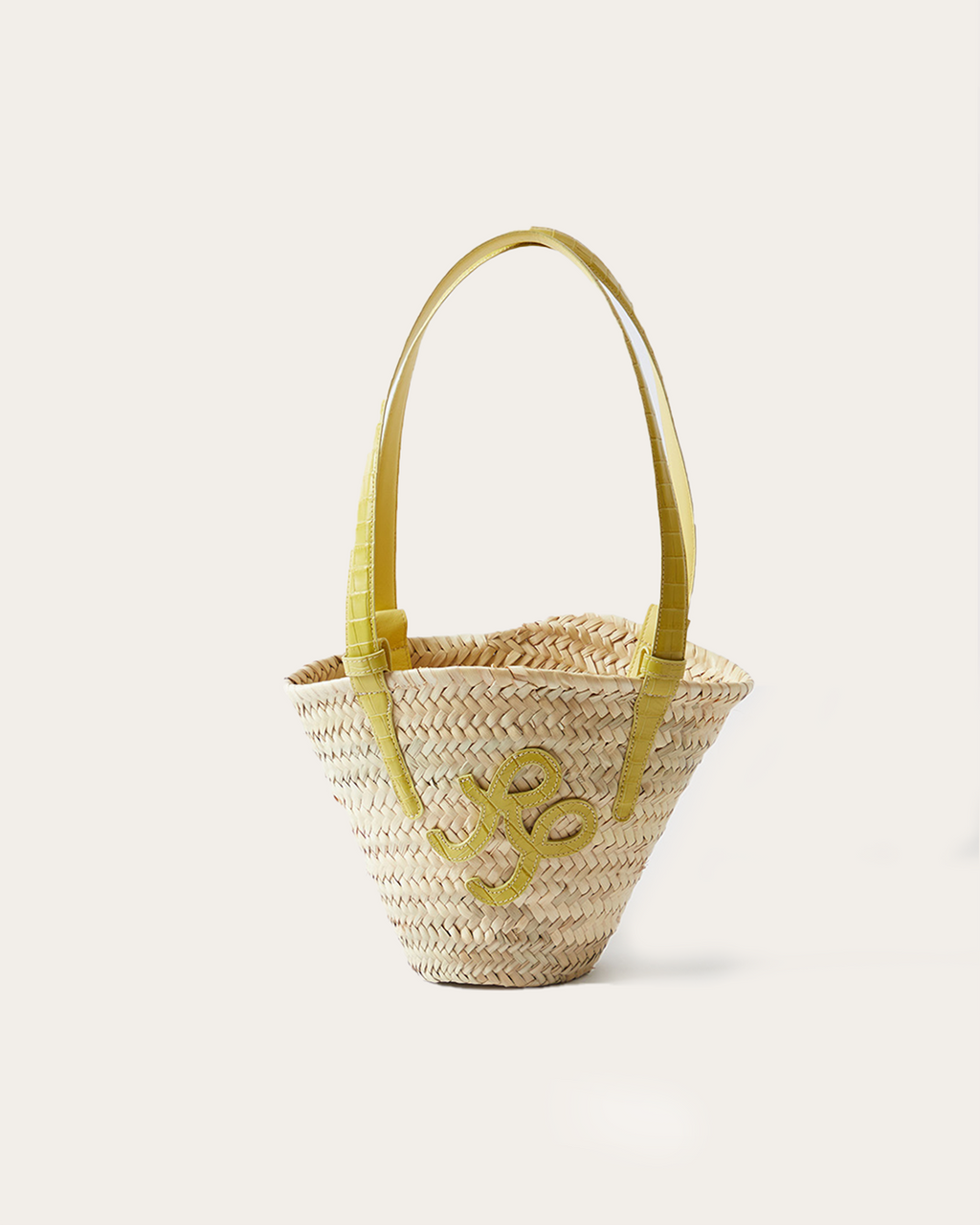 Mini Basket Tote Leather Emboss Croc Yellow