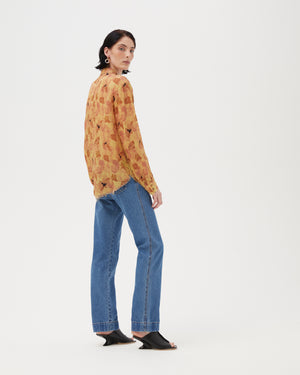 Lyla Shirt Viscose Print Flower Amber