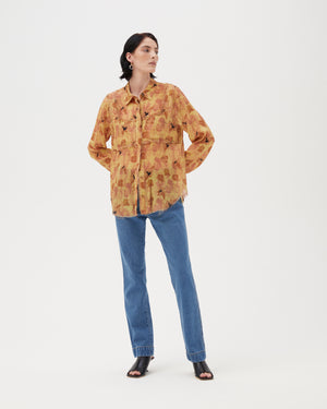 Lyla Shirt Viscose Print Flower Amber