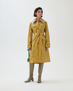 Hana Coat Faux Snakeskin Print Yellow