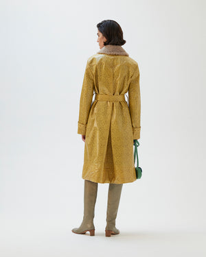 Hana Coat Faux Snakeskin Print Yellow