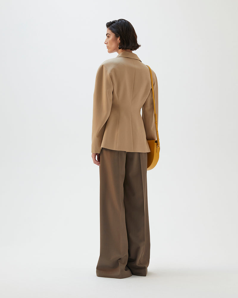 Cora Jacket Wool Blend Twill Camel – REJINA PYO