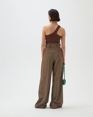 Carter Trousers Wool Blend Twill Brown