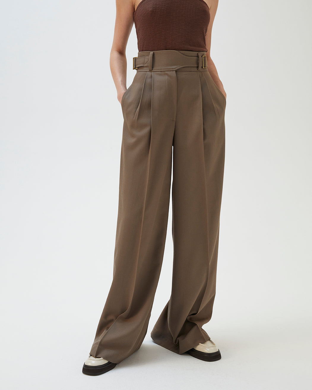 Carter Trousers Wool Blend Twill Brown