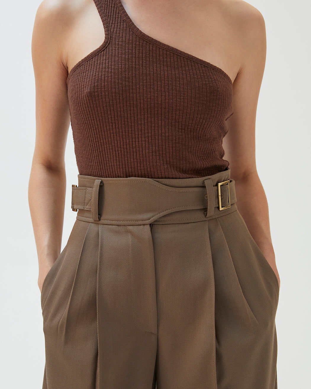 Carter Trousers Wool Blend Twill Brown