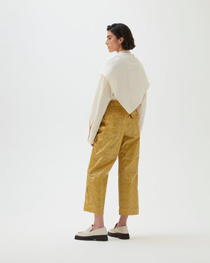 Peggy Trousers Faux Snakeskin Print Yellow