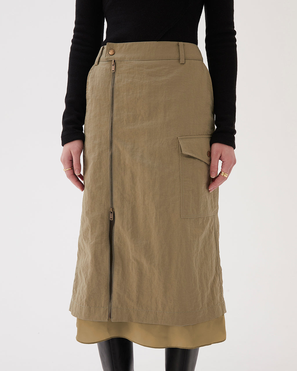 Leah Skirt Nylon Khaki