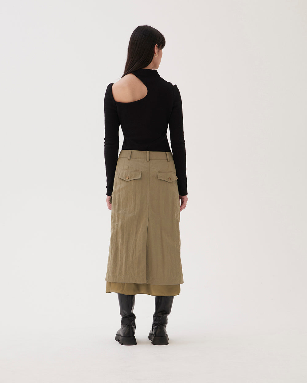 Leah Skirt Nylon Khaki - Special Price