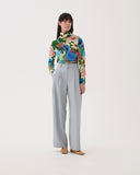 Lina Top Stretch Velvet Print Floral Multi