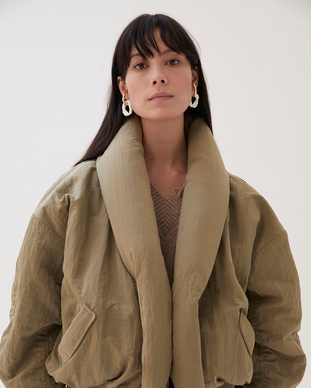 Duvet Jacket Nylon Khaki – REJINA PYO