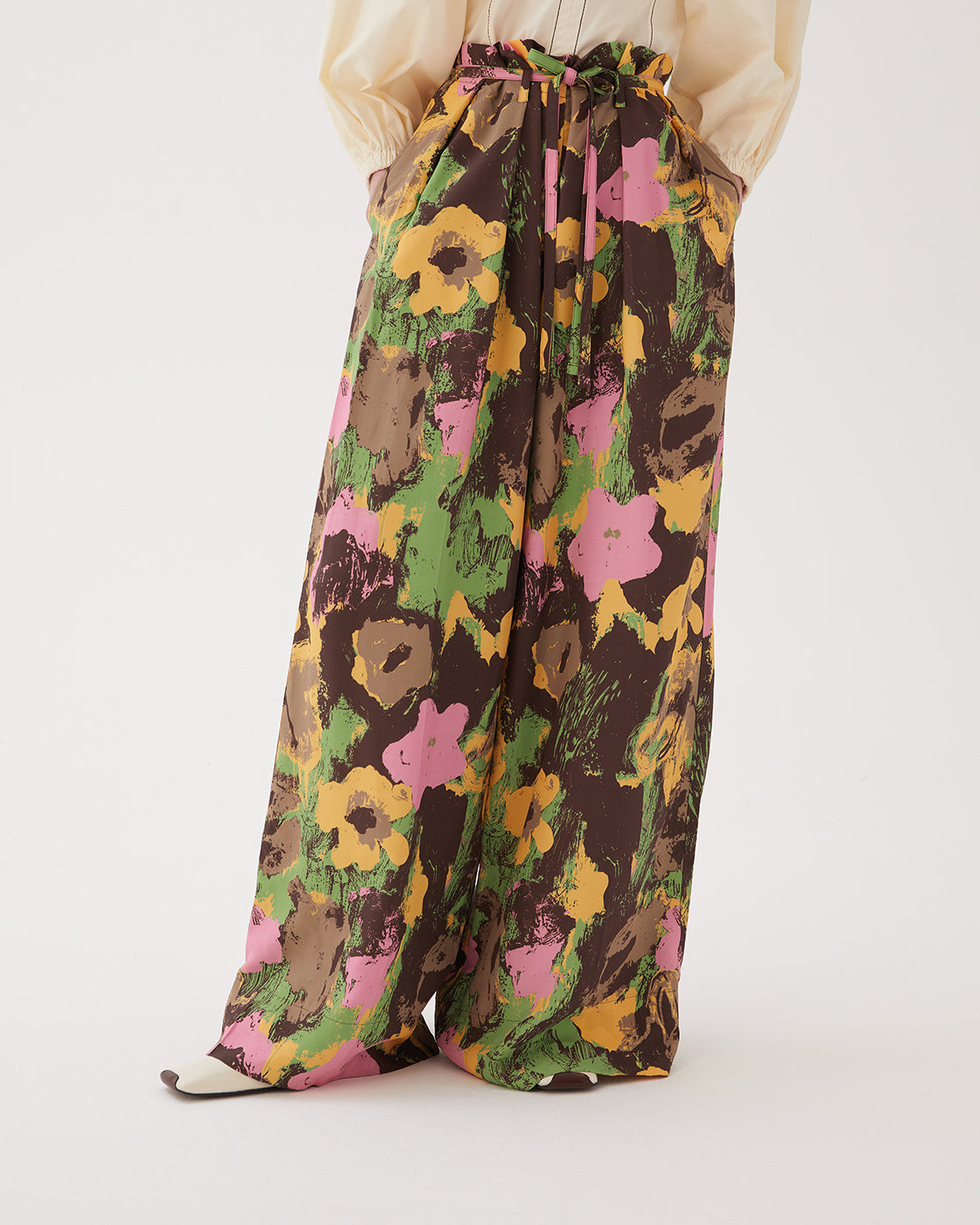 Oscar Trousers Viscose Print Floral Brown