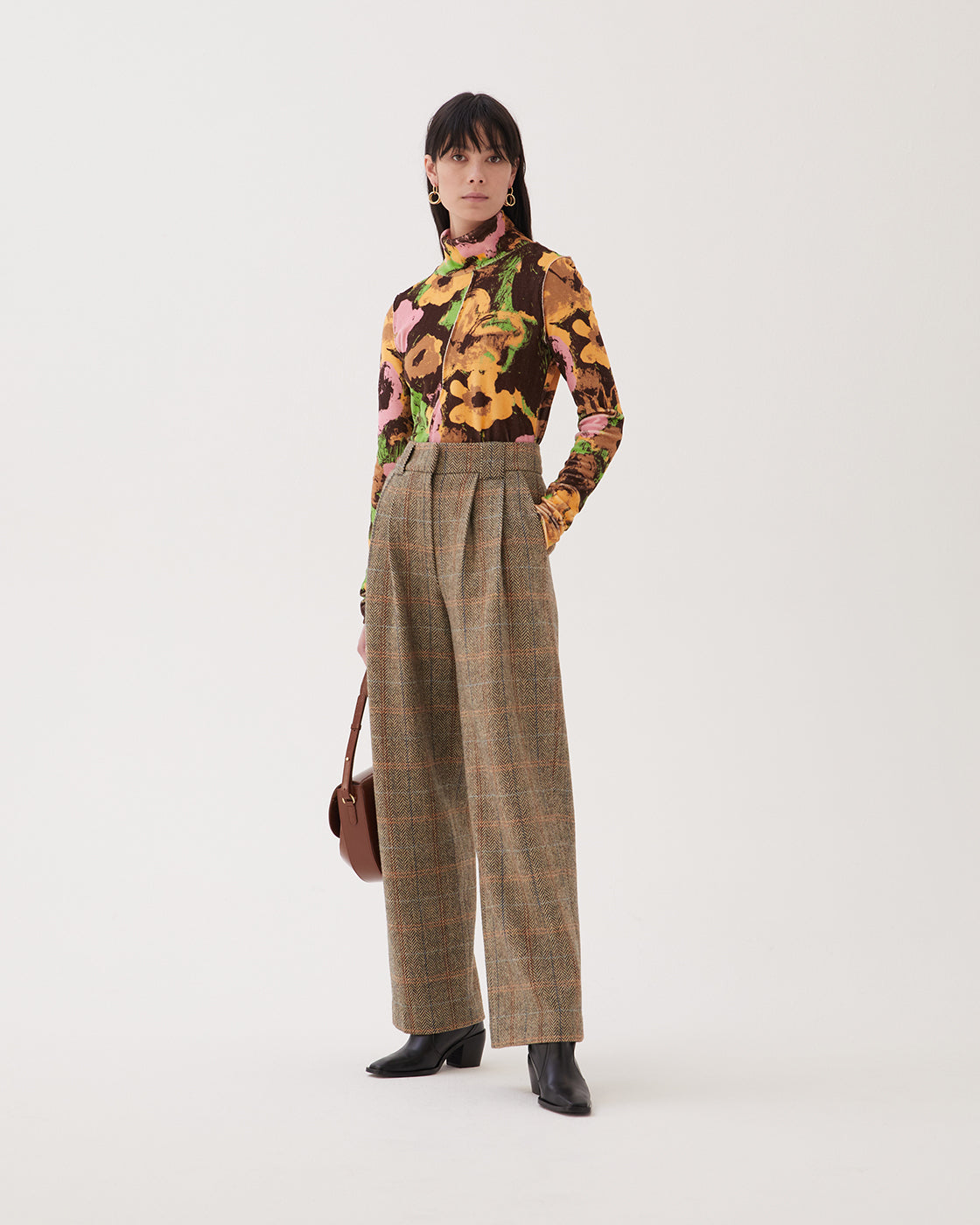 Freya Trousers Wool Herringbone Beige