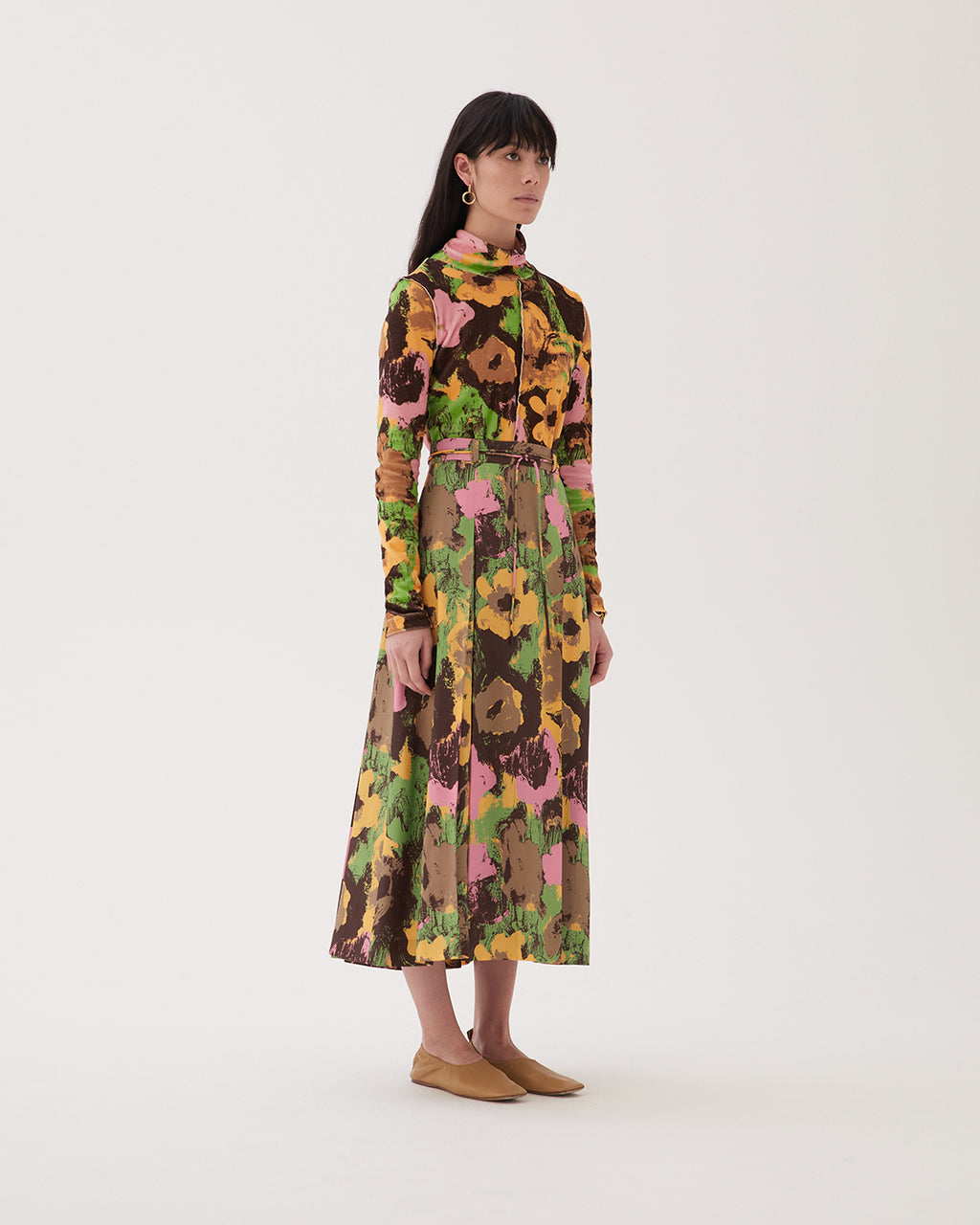 Malia Skirt Viscose Print Floral Brown