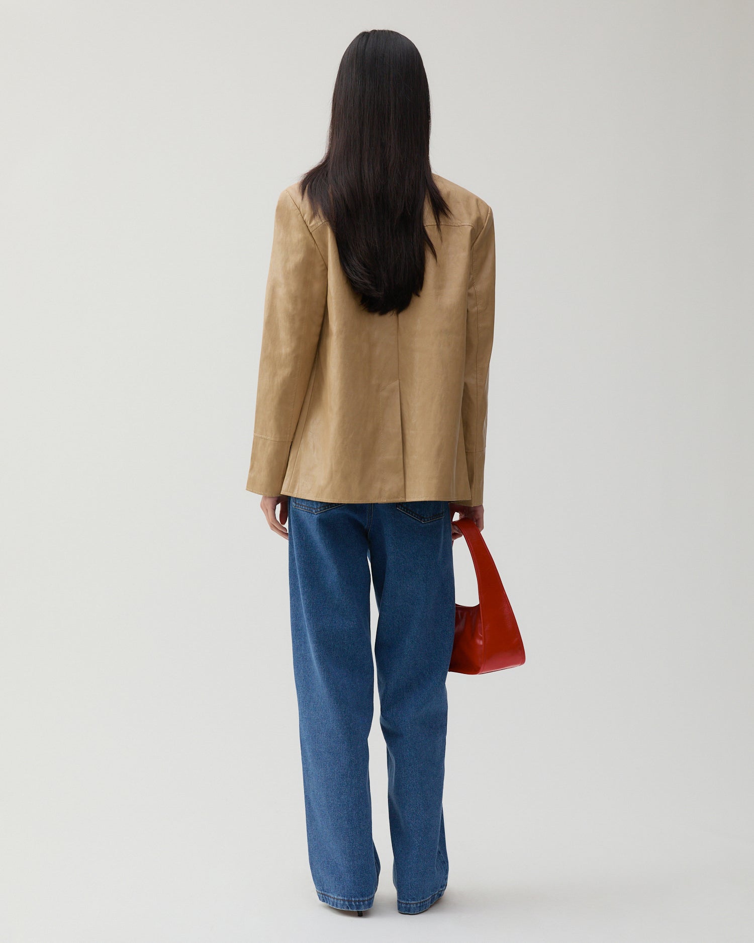 Andrea Jacket Faux Leather Beige – REJINA PYO