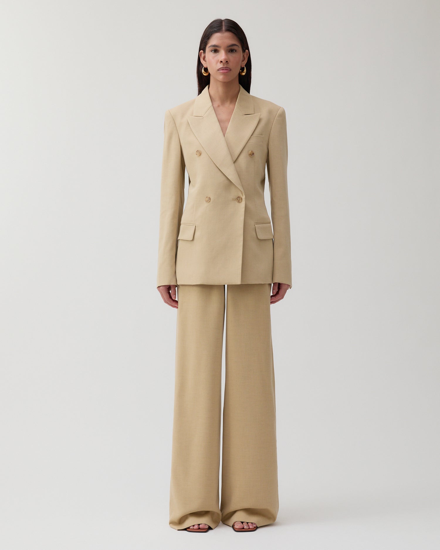 Dana Blazer Tencel Blend Suiting Beige – REJINA PYO
